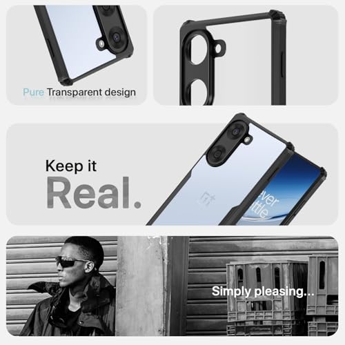 Image of Outlouders Back Cover for OnePlus Nord CE 5 5G | Ultra Hybrid Transparent | Full Camera Protection | Raised Edge | Crystal Clear Bumper Case (Black)