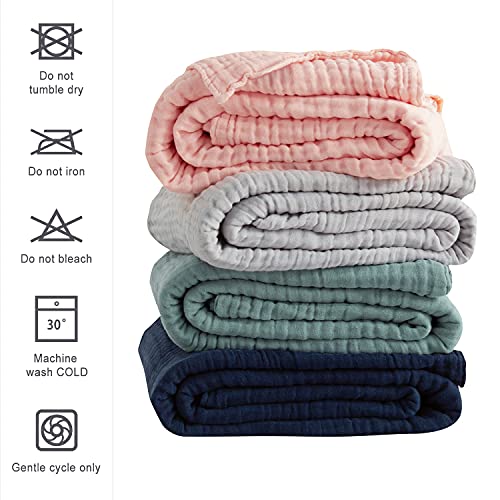 Emme Muslin Throw Blanket 100% Cotton Throws Cooling Blanket For Couch 6-Layer Breathable Gauze Blanket All Season Soft And Lightweight Pre-Washed Cotton Blanket (Light Grey, 55"X75") #TOP6