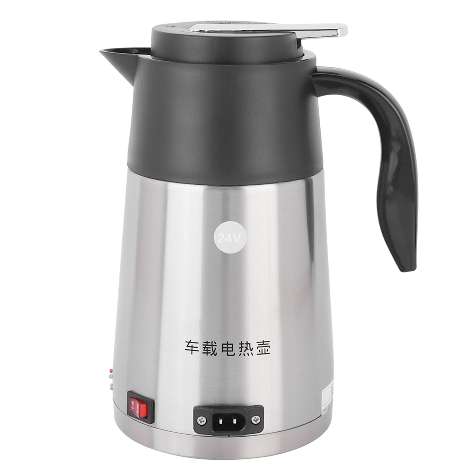 Fdit Taza Calefactora Portátil para Coche, Hervidor Eléctrico de 1,2 L, para Viaje, Acero Inoxidable de 24V, Fácil de Usar