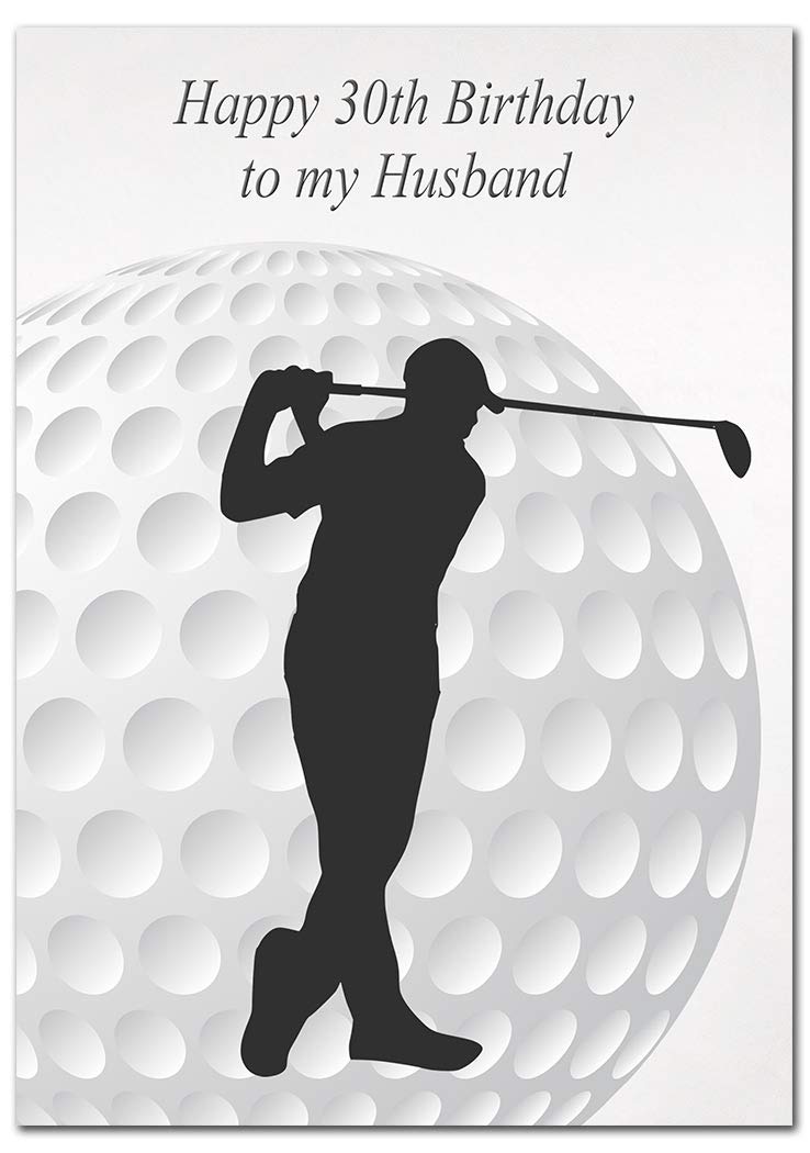 Extra Large Husband 30th Birthday Card - XL Big thick A4 size - Cool Golf Sports Golfing Golfer Art - Special Age Year Traditional Greeting - Huge Happy Wishes Him Men Male - UK Eco-Friendly — image 1