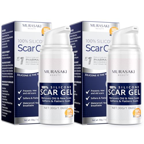 100% Silicone Scar Gel 2 Pack: 2 x 1.06oz Tubes for Surgical Scar...