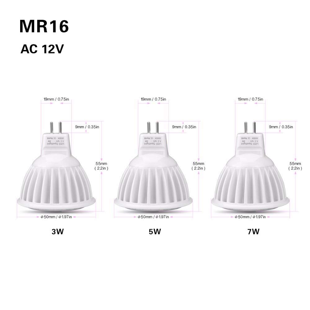 YSJX feux à large tension, Lot de 10 ampoules LED COB for projecteur, GU5.3/GU10 AC85V-265V, 3W/5W/7W, lampe spot MR16 DC12V NON dimmable(Warm White 7w,GU10 AC85V-265V)