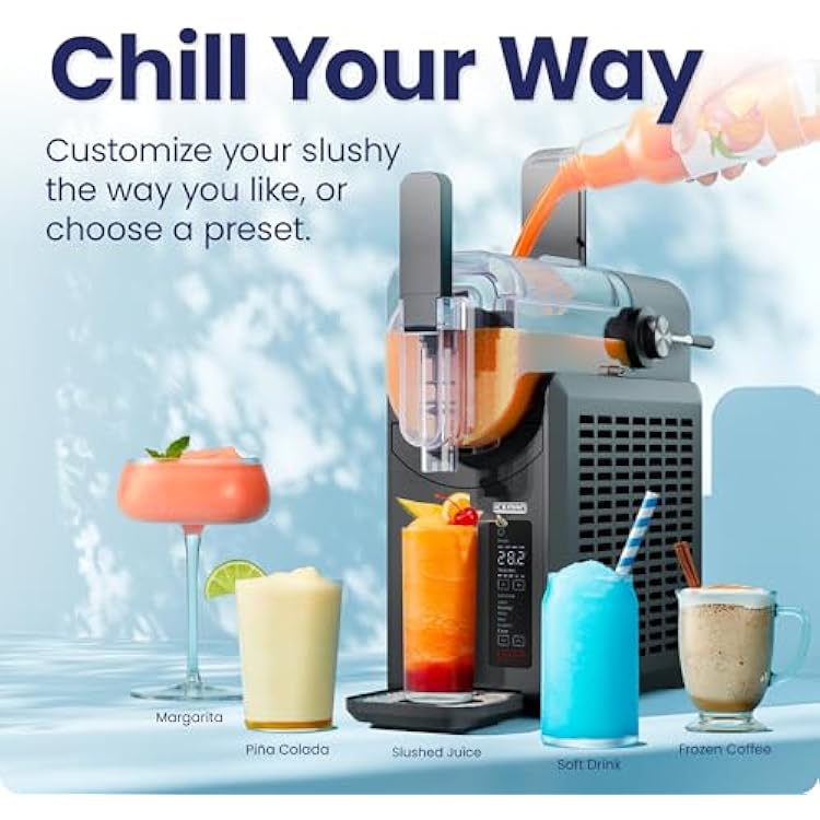 Iceman by Chefman Slush-Ease 68oz Slushie Machine, 48oz Liquid Capacity Frozen Drink Maker & Slushy Machine with 5 Presets and LED Display, Perfect for Frozen Margaritas, Frappes, Smoothies & Shakes