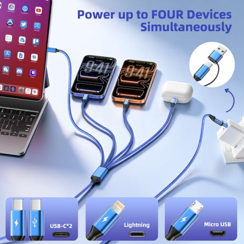 Image of 4 in 2 USB A /C Multi Charging Cable, Charging Cords for Multiple Devices