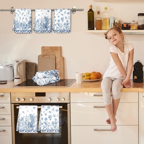 Redbaker REDBAKER-KITCHEN TOWELS-15 6 Pcs Floral Kitchen Towels Wildflower Print Dish Towels thumb #3