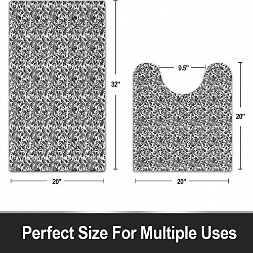 FALOME 2-teilige rutschfeste Badematte,Florale mittelalterliche viktorianische Blütenblätter barocke Blüten wirbelt… – Bild 3