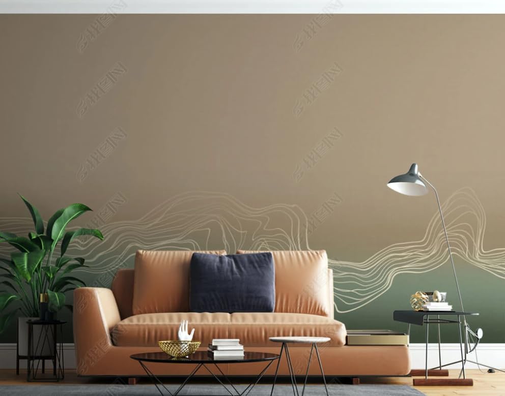 Papier peint panoramique paysage au trait déco murale chic 250cm