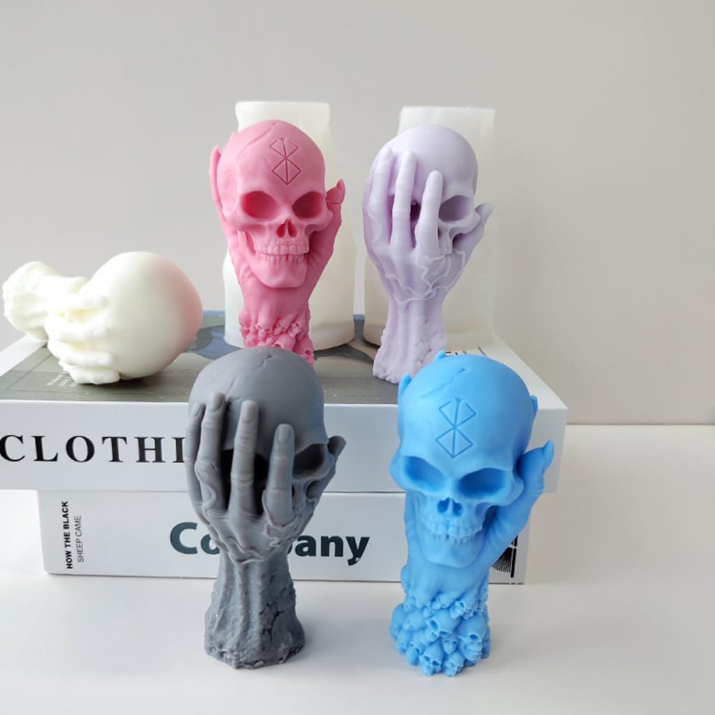 Stampo 3D per Candele a Forma di Teschio 3D in Resina, Stampo in Silicone per Argilla