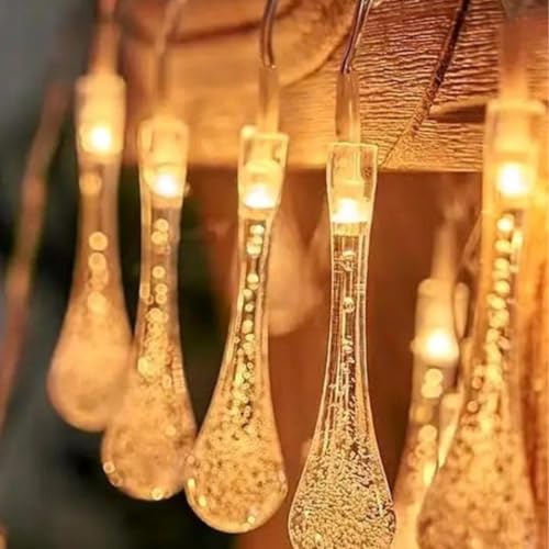 Image of WANNA PARTY Lights for Decoration Water Drop LED Festive Decor Garland for Diwali Decoration for Home and Party Bedroom Indoor Outdoor Wedding Table Festival Celebration Room Decor