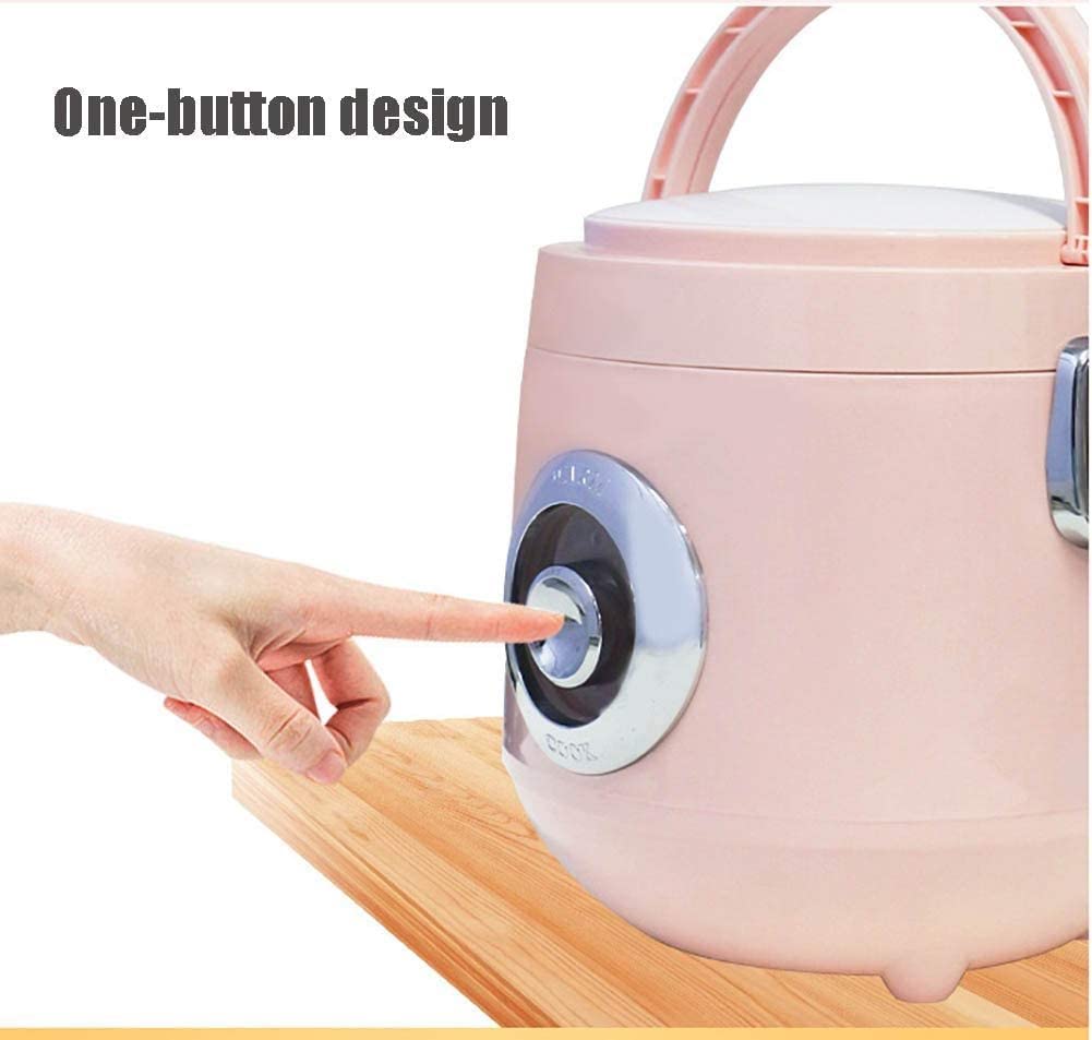 Cuociriso Portatile Scaldavivande Elettrico Mini Multicooker con Funzione di Mantenimento in Caldo Spatola Interna E Misurino di qualità Premium,Rosa