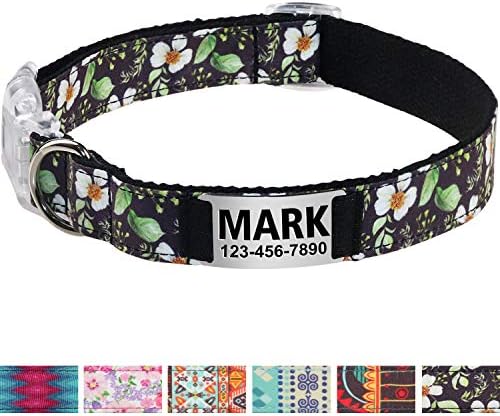Vcalabashor Personalized Dog Collar/Premium Custom Dog Collar with Staineless Steel Nameplate/Breakaway Buckle/Western Dog Collars/Laser Engraved/Black