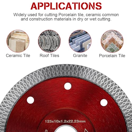 flintronic 125mm Diamond Cutting Discs for Angle Grinder, 2PCS Super Thin Diamond Saw Blade, Clean Cut on Porcelain, Tiles, Granite, Marble, Stones, Bricks & Ceramics, Wet Cutting, 4.9" 5 flintronic 125mm Diamond Cutting Discs for Angle Grinder, 2PCS Super Thin Diamond Saw Blade, Clean Cut on Porcelain, Tiles, Granite, Marble, Stones, Bricks & Ceramics, Wet Cutting, 4.9" - Image 5