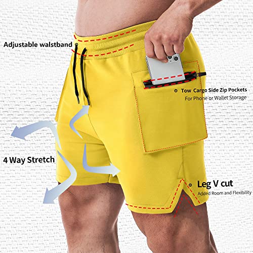 Men's 5 Inch Inseam Shorts Men Workout Shorts Gym Bodybuilding Short Shorts with Zipper Cargo Pockets3