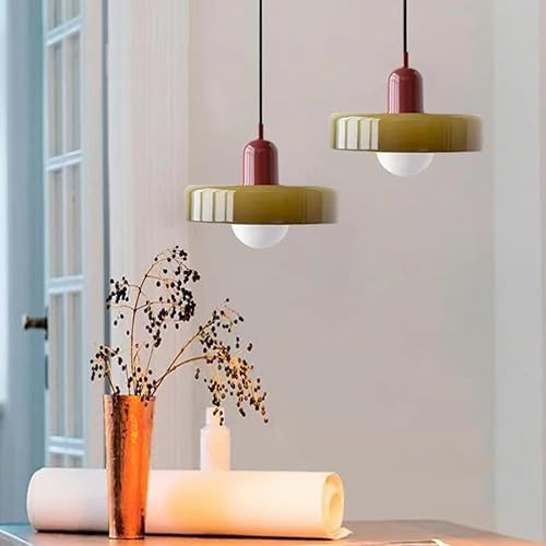 Miniatura 6 de Lámparas colgantes verdes modernas de cristal grande para isla de cocina, luces colgantes con cúpula de cristal pantalla de cristal de mediados de