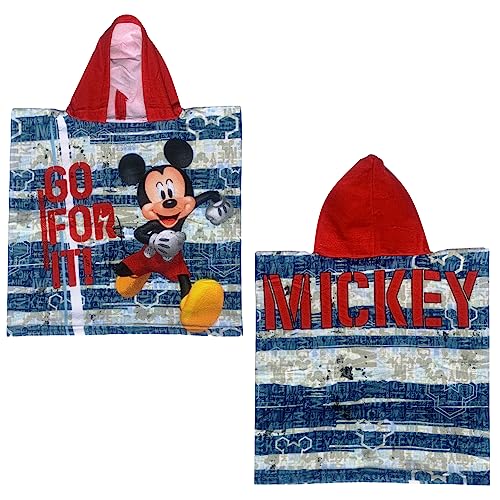 CARTOON Poncho Mare, albornoz de microalgodón, playa, piscina, 50 x 100 cm, Mickey Mouse, talla unica