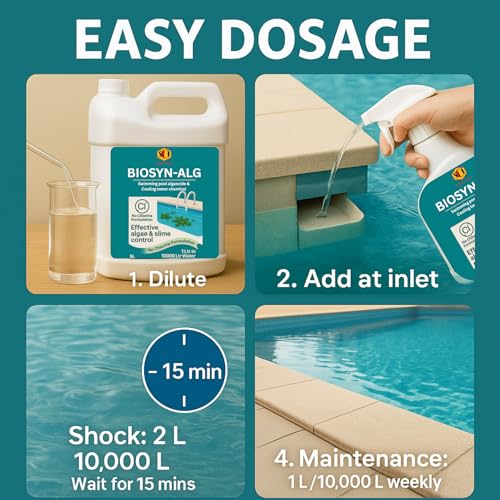 Image of Heavy Duty Algaecide | Chlorine Free | Safe on Skin & Eyes | removes Algae 100% Effectively | use for Swimming Pool, Ponds, Cooling Tower, Cold Storage, Fish Tank.