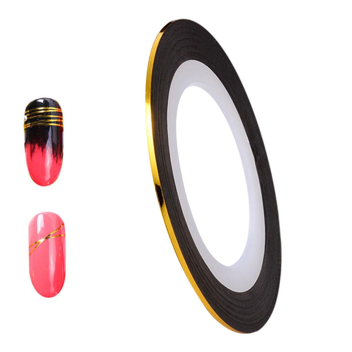 Ruban à rayures à ongles, autocollant à ongles adhésif de 20 m, autocollant des bandes d'art, décoration de ligne de nail art pour pointes de ongles bricolage (dorée)