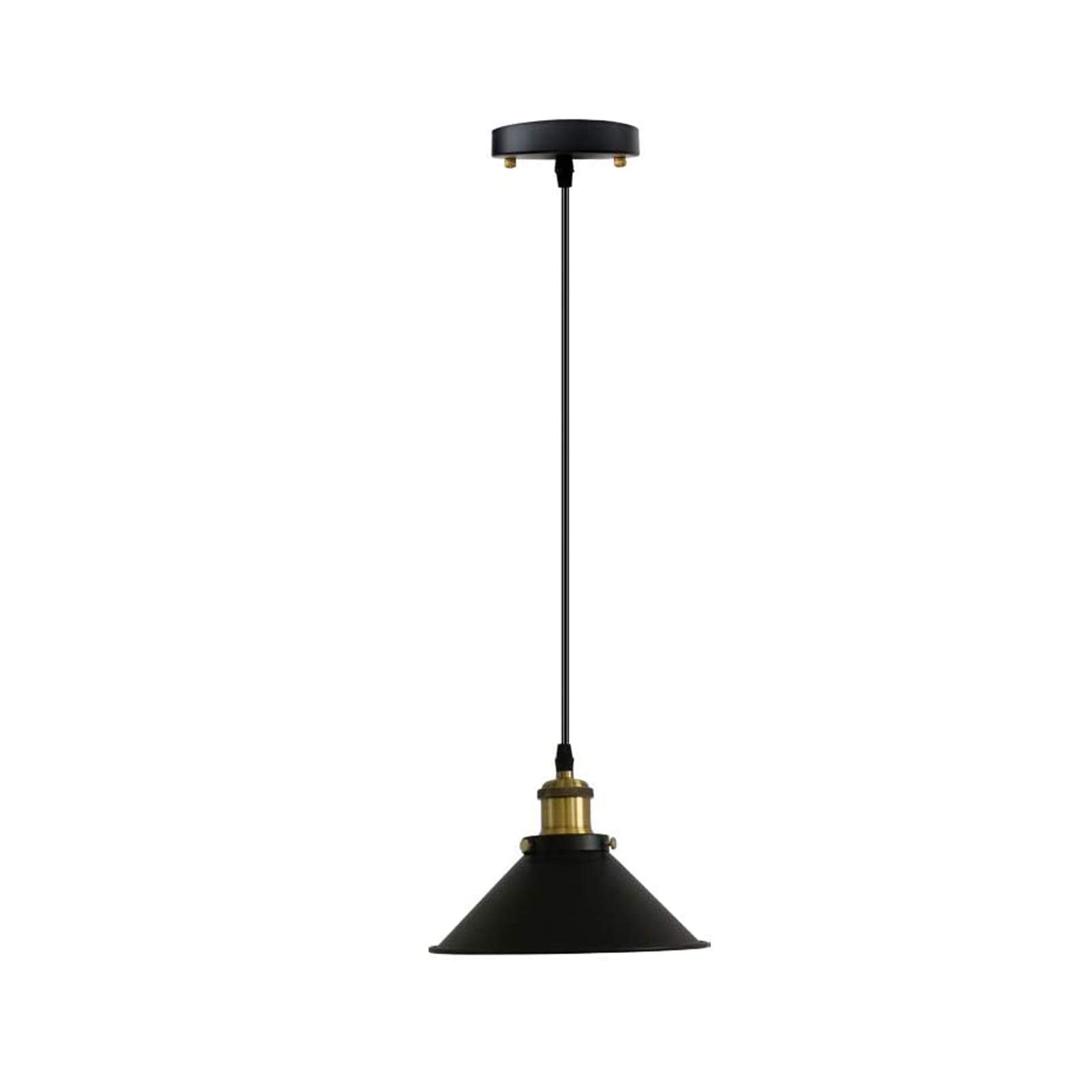 GLING 1 Light Vintage Industrial Metal Black Pendant Light,Led Remote Control Battery Run Indoor Wireless Dimmable Hanging Pendant Light for Restaurant Galleries Aisle Kitchen Room (Color : Black)