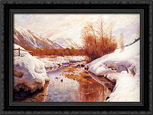 Amazon.com: A Mountain Torrent In A Winter Landscape 24x18 Black