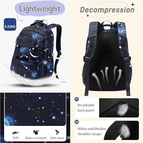 Image of Galaxy-Print School-Bag Backpack for Boys Middle-School Elementary Bookbag