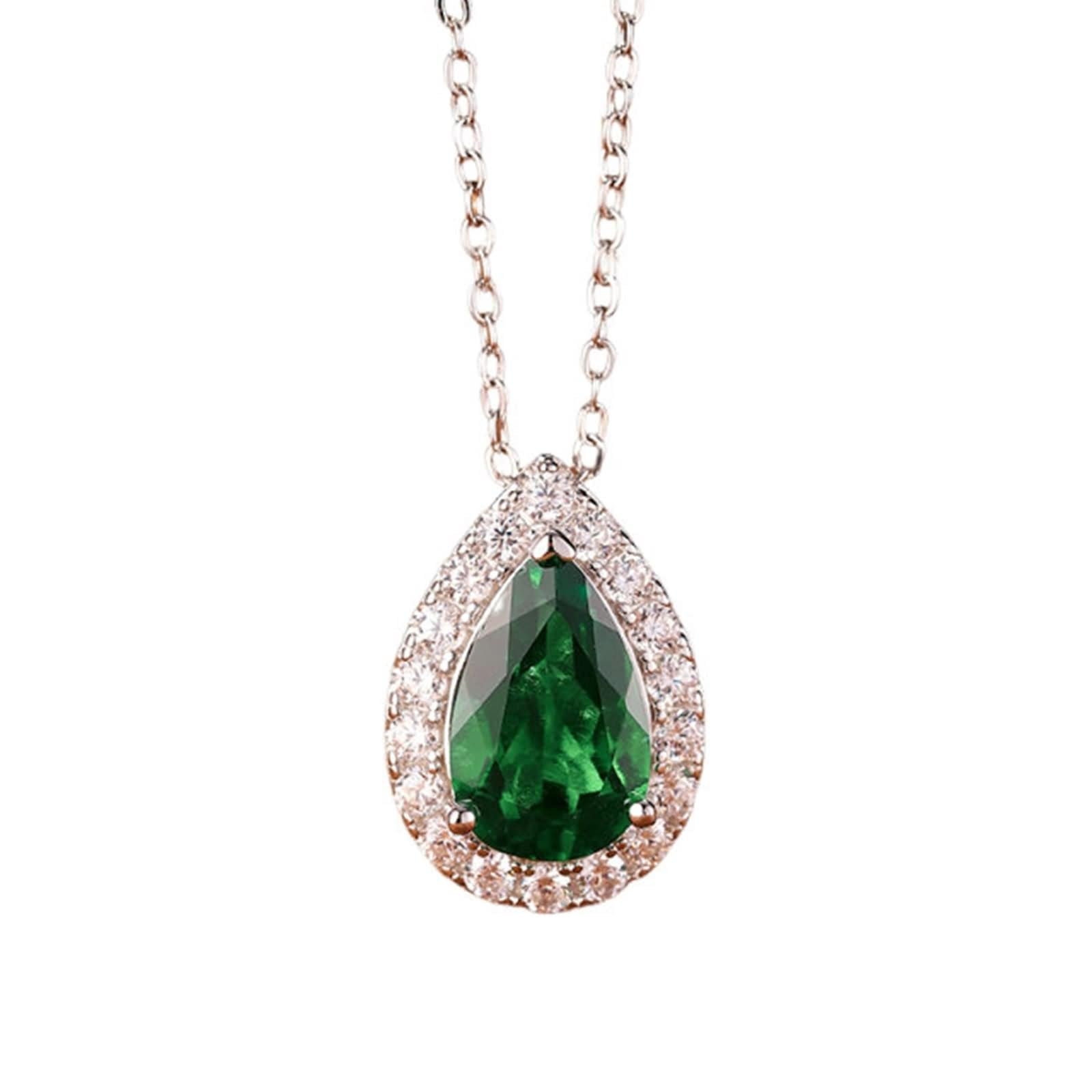 Łańcuszek na szyję długi z wisiorkiem, modna biżuteria łańcuszek krople 1,9 ct wyprodukowany w laboratorium rubin i moissanit 9K białe złoto 45 cm