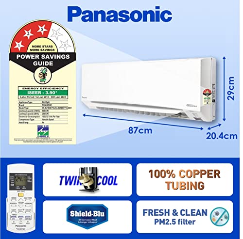 Panasonic 1.5 Ton 3 Star Wi-Fi Twin-Cool Inverter Split Air Conditioner (Copper, Shield Blu Anti-Corrosion Technology, PM 2.5 Air Purification, CS/CU-SU18XKYTA, White) - Image 6