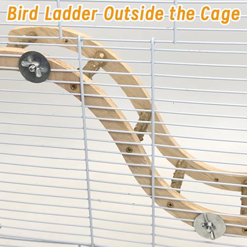 Image of Hamiledyi Nature Wooden Bird Ladder Pet Parrots Climb Bridge Exercise Stands for Parakeet Climbing Chewing Bridge Bird Cage Accessories for Cockatiel Parakeet Lovebirds Budgie