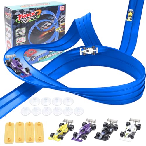 Tbintul Rennbahn Kinder 5M, Flexible Rennstrecke Auto Spielzeug...