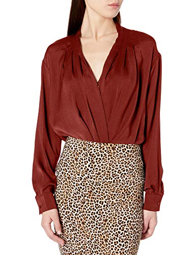 ASTR the label Women's Yvette Surplice Wrap Top Bodysuit, Cabernet, M