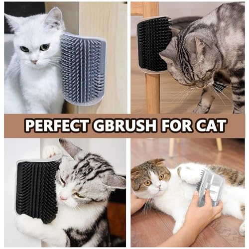 Image of 2 Pack Black Cat Self Groomer with Catnip Pouch | Grooming Massage Brush, For Indoor Felines, Soft Nylon Bristles