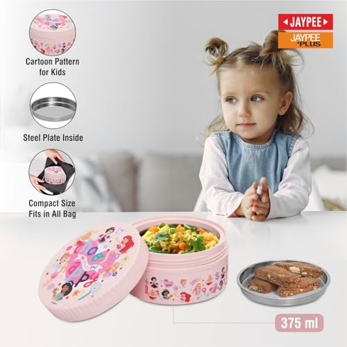 Image of JAYPEE Unimunch PU Insulated Inner Stainless Steel Lunch Box with Steel Dish | Spillproof Ideal for Snacks| Easy to Carry Non Toxic |Safe for Storing Food,375 ml, Pink