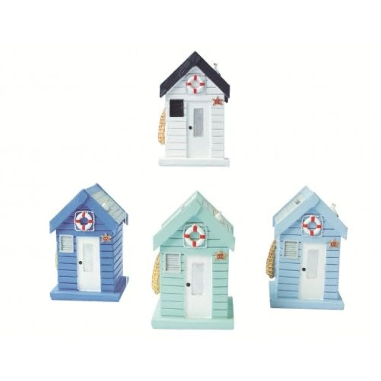 Quay Traders Mini Resin Beach Hut - Nautical Ornament for the Home - ASSORTED COLOURS, One Chosen at Random