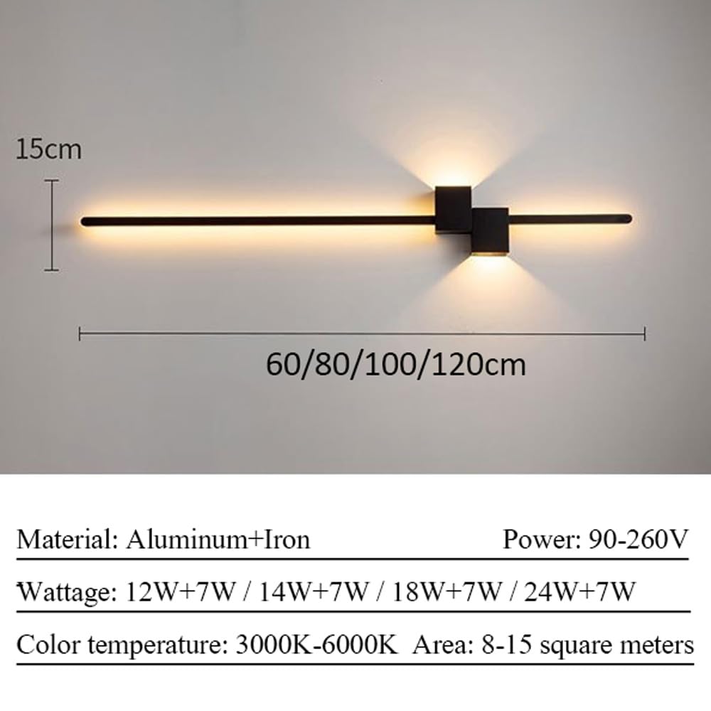 Foco LED, luz de Pared Lineal de Barra Delgada con, lámpara de Pared LED para Interiores, lámpara de Pared de Tira Larga LED, Pasillo de baño, Sala de Estar, Fondo