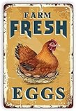 Farm Fresh Eggs Tin Signs Vintage Country Chicken Hen Rooster Tin Signs Home Kitchen Wall Decor 8x12Inch