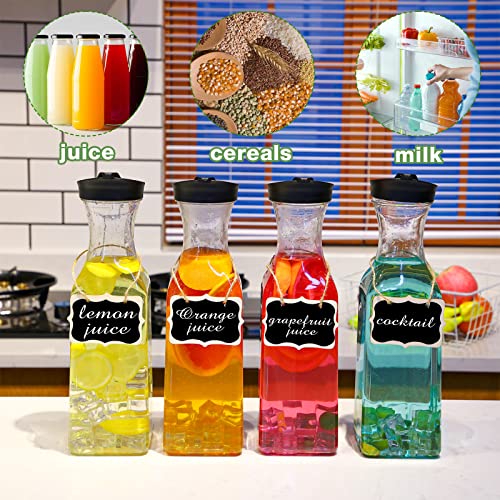 Lallisa 8 Pcs 54 oz Plastic Carafe Water Carafe with Lid Clear Plastic Pitcher with Lid Square Base Drink Containers for Fridge Mimosa Bar Supplies Water, Milk, Juice with Labels Hanging Tags - Thumbnail 7