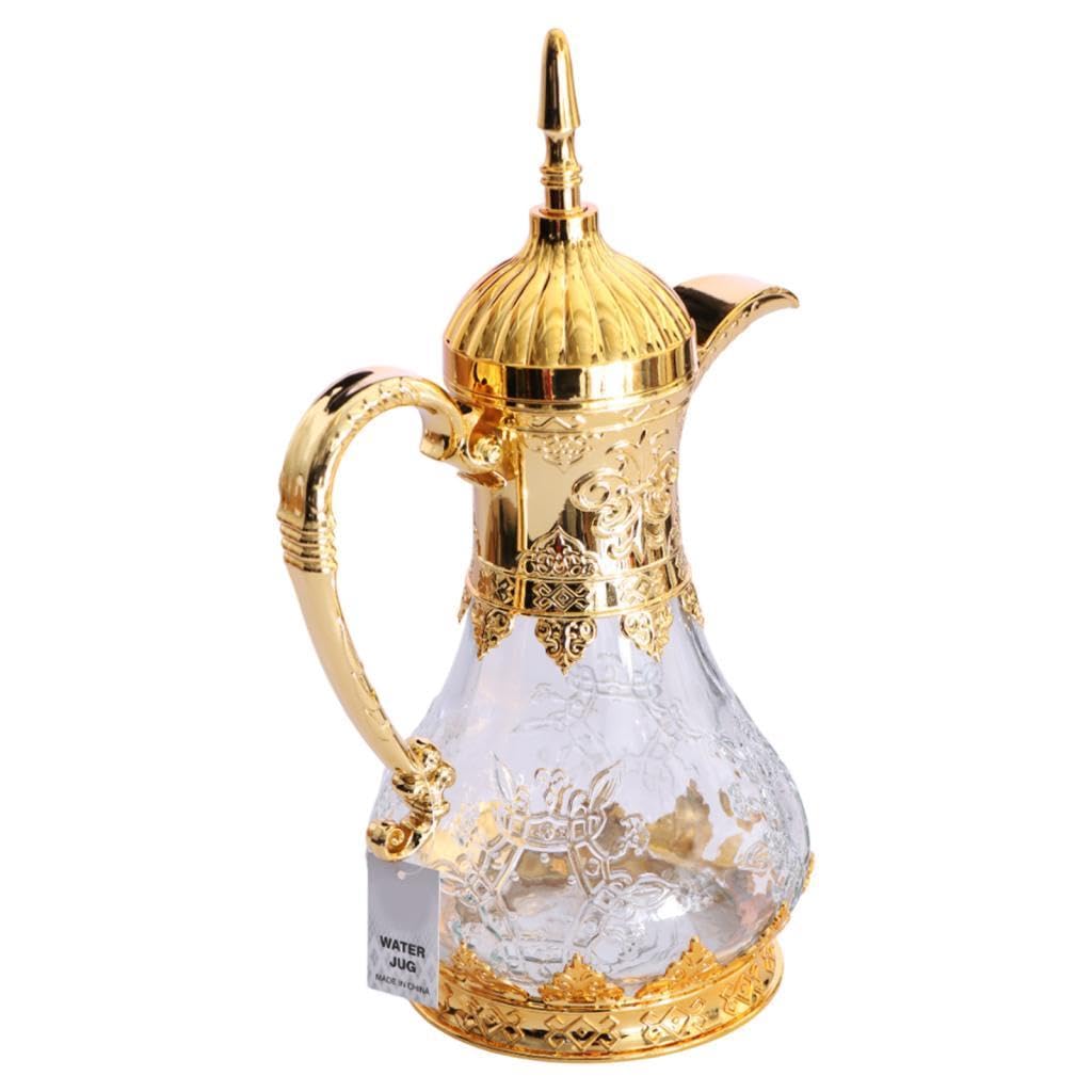Gralara Coffee Tea Pot Glas Teekanne Kaffeekaraffe Teekessel mit Exotischem Muster Und Einfach zu Reinigen für Haushalt Büro Party Restaurant Camping Reisen, Gold