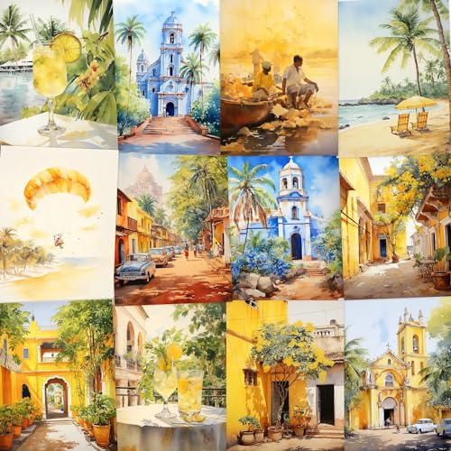 Image of Wallgasm Paper Beaches Of Goa And Pondicherry Nature Poster Set: Coastal Bliss Art Bundle - Set Of 54, 4 X 6 Inches Posters Collage Kit For Bedroom, Office, Dorm Room, Living Room