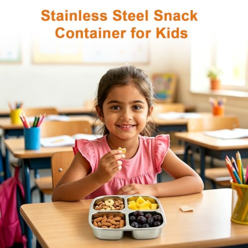 Image of Supvox Snack Box for Kids, Stainless Steel Bento Box Leak Resistant