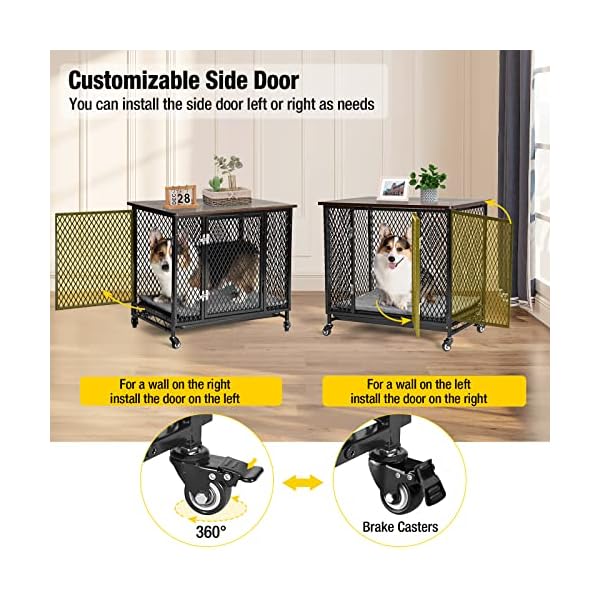 Aivituvin Dog Crate Furniture Movable Side End Table Indoor Dog Kennel for Small Medium Large Dogs Double-Doors Wooden Dog House with Cushion, Tray, Wire Floor(27.2″) Aivituvin Dog Crate Furniture Movable Side End Table Indoor Dog Kennel for Small Medium Large Dogs Double-Doors Wooden Dog House with Cushion, Tray, Wire Floor(27.2″)