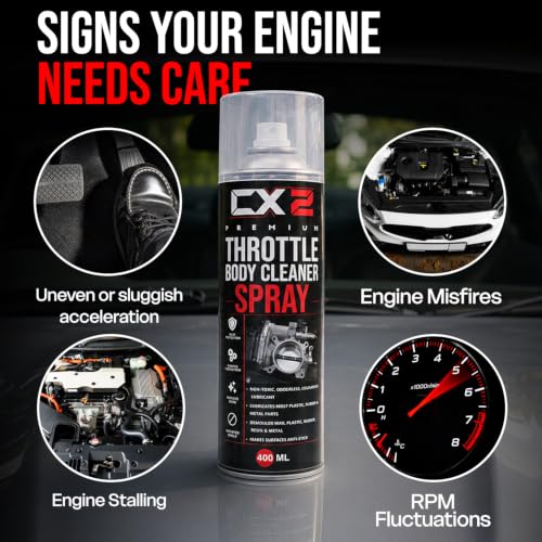 Image of CX2 Throttle Body Cleaner Spray 400ml | Carburetor & Air Intake Cleaner | Removes Carbon, Gum, Varnish & Oil Deposits | Restores Engine Response | Fast Dry Formula for Cars & Bikes
