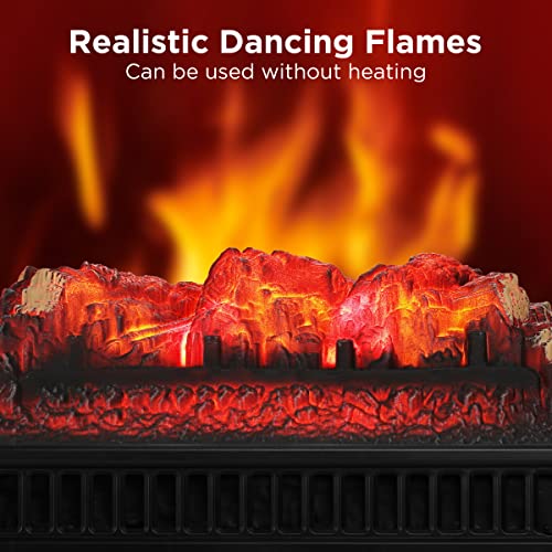 Turbro Eternal Flame Ef23-Pb Electric Fireplace Logs, 23" Remote Control Fireplace Insert Log Heater, Realistic Pinewood Ember Bed, Thermostat, Timer, 1400W Black #TOP1