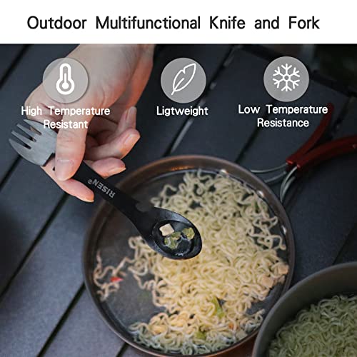 Risen Multifunctional Camping Spork. Stainless Steel Spoon Fork Knife Combo Utensil With Bottle Opener Survival Multitool,Silver & Black & Gold 3 Pack #TOP4