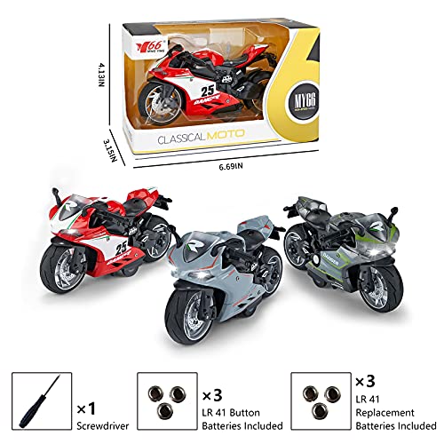Ya Le Ming Motorcycle Toy,Pull Back Vehicles,Alloy Toy Motorcycle With Sound And Light,Motorcycle Replica 1:12 Scale,Motorcycle Toys For Kids 3-9 (Red) #TOP1