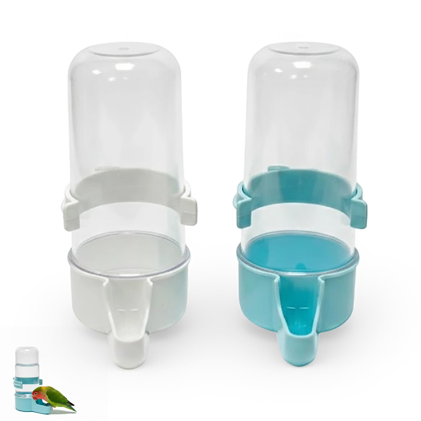 ZhuPu 2 Pcs Bird Water Dispenser, Automatic Feeder Bottle, 240ml Plastic Container, Cage Accessories, for Parakeet Cockatiel Budgie