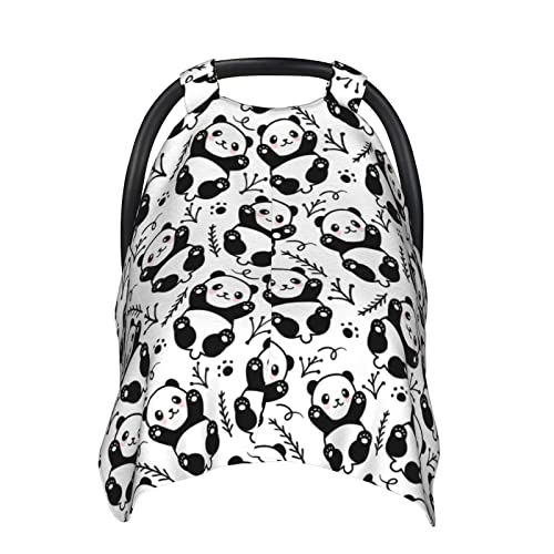 Image of Mcewoel Panda Car Seat Cover in Winter Summer, Nursing Cover for Mom, Panda Stuff for Baby Boys Girls Infant Newborn