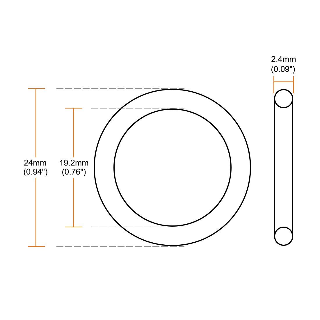 Uxcell Fluorine Rubber O-Rings, 24mm OD 19.2mm ID 2.4mm Width, Pack Of 20, Green
