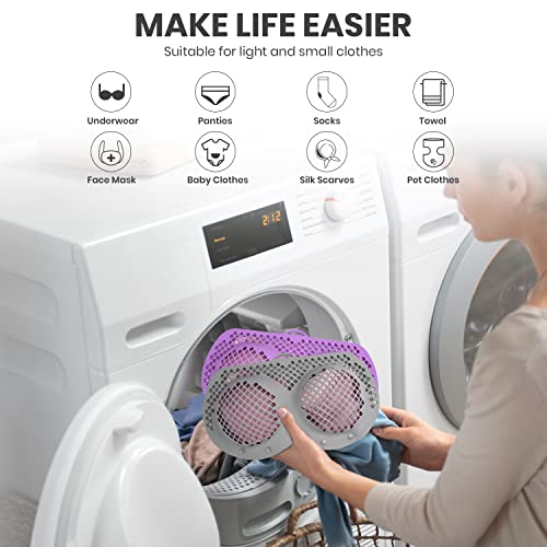 2Pcs Bra Washing Bag, Silicone Mesh Lingerie Bags For Washing Delicates, Laundry Bag For Washing Machine & Dryer, Washing Bags For A-D Cup Bras, Maternity Bras, Sports Bras, Sexy Bras (Purple & Grey) #TOP5