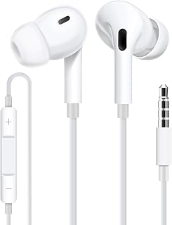 Vofolen Headphones Wired Earphones 3.5mm Jack In-Ear Headphones Wired with Mic Volume Control HiFi Stereo Noise Cancelling Wired Earbuds Compatible with iPhone/iPad/MP3/HUAWEI/Samsung/Android White