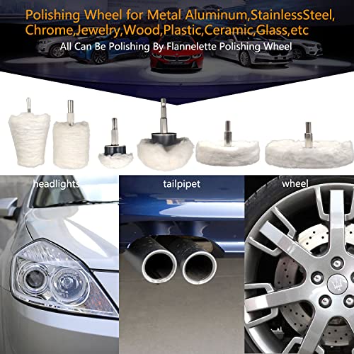Tworider 6 pcs Buffing Wheel for Drill,Buffing Pad Polishing Wheel Kits,Wheel Shaped Polishing Tool for Metal Aluminum,Stainless Steel,Chrome,Jewelry,Wood,Plastic,Ceramic,Glass,etc - Image 2