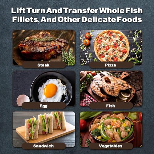 Image of Baskety Fish Spatula 1-Piece Stainless Steel Slotted Turner for Flipping, Turning, Frying & Grilling, Metal Slotted Spatulas Kitchen Cooking Turner D Big 32 cm